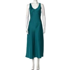 Joie Dress Women's XS Teal Midi Wedding Slip Dress Satin Feel